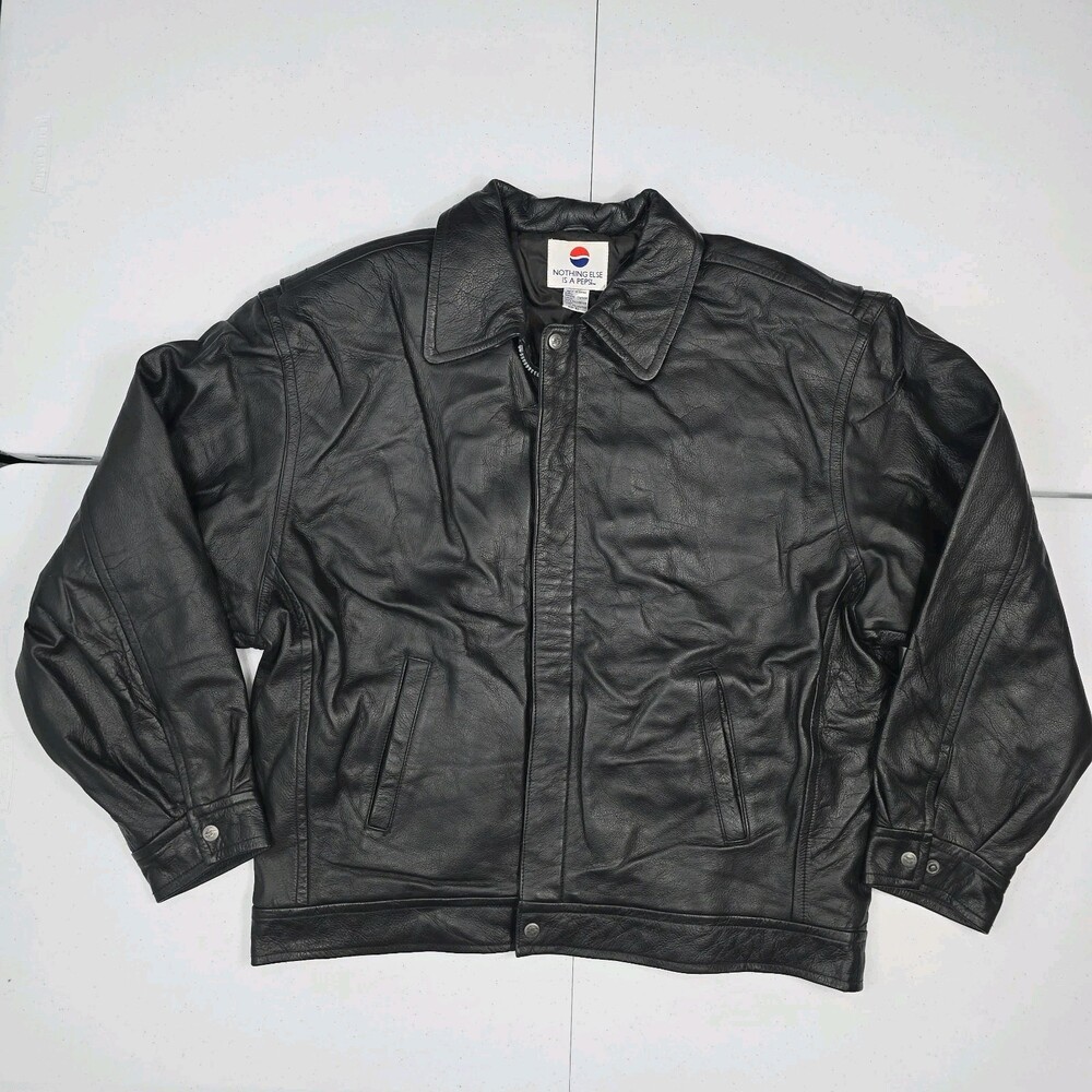 Vintage 90s Pepsi Co.  Men XL Thick Leather Bomber Jacket Nothing Else Is A
